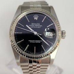 36MM Rolex 16014 Oyster Perpetual Datejust Jubilee Fluted White Gold Bezel