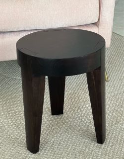 16”h  Acacia Wood 3-Leg Stool Side Table