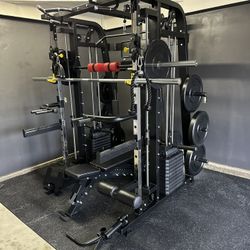 Smith Machine 300 | Adjustable Bench | 245lb Cast Iron Olympic Weights | 7ft Olympic Bar | Fitness | Gym Equipment | FREE DELIVERY/INSTALLTION 🚚 