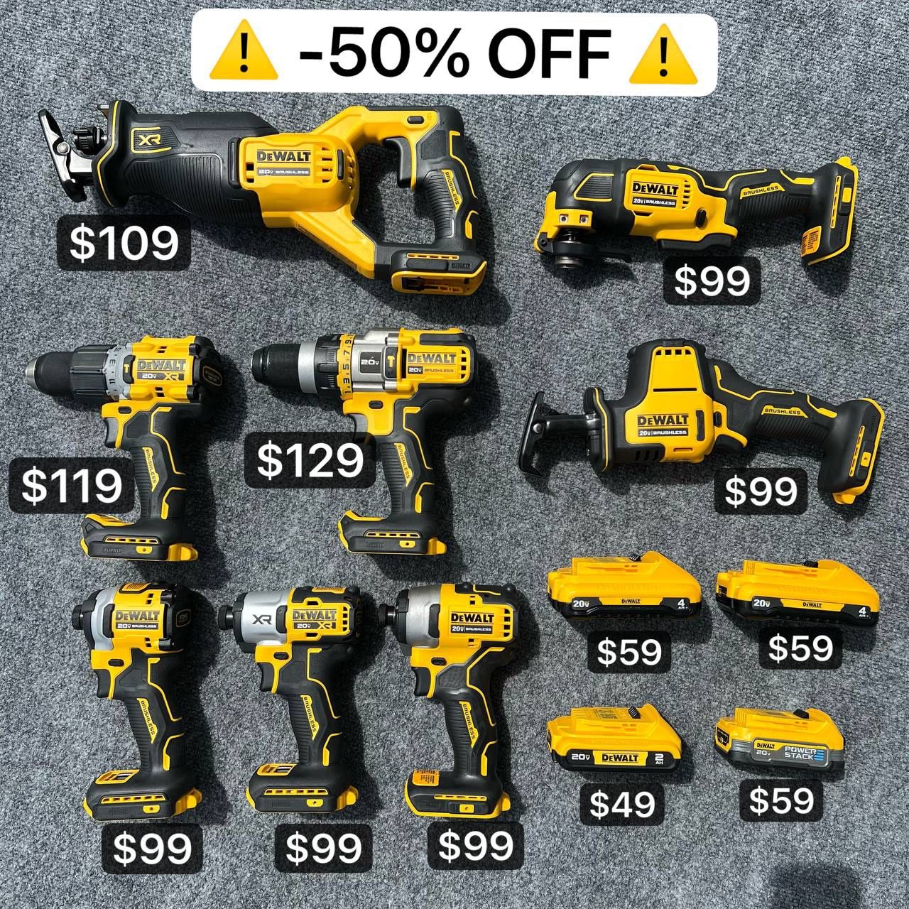DEWALT DCF809, DCF887 Impact Driver, Cordless Brushless DCF845, Reciprocating Saw DCS382B, Multi Tool DCS354B, DCS369B, Hammer Drill DCD999, DCD805