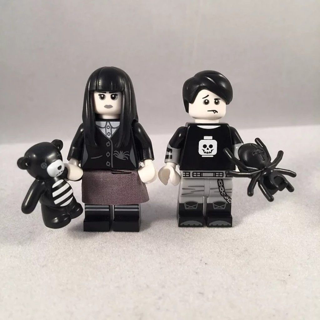 Lego Goth Spooky Girl & Boy Creepy Emo Minifigures Halloween Couple Dolls