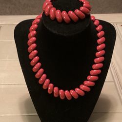 Vintage Napier 1980’s Red Enamel Link Choker Style Necklace And Bracelet (Signed)