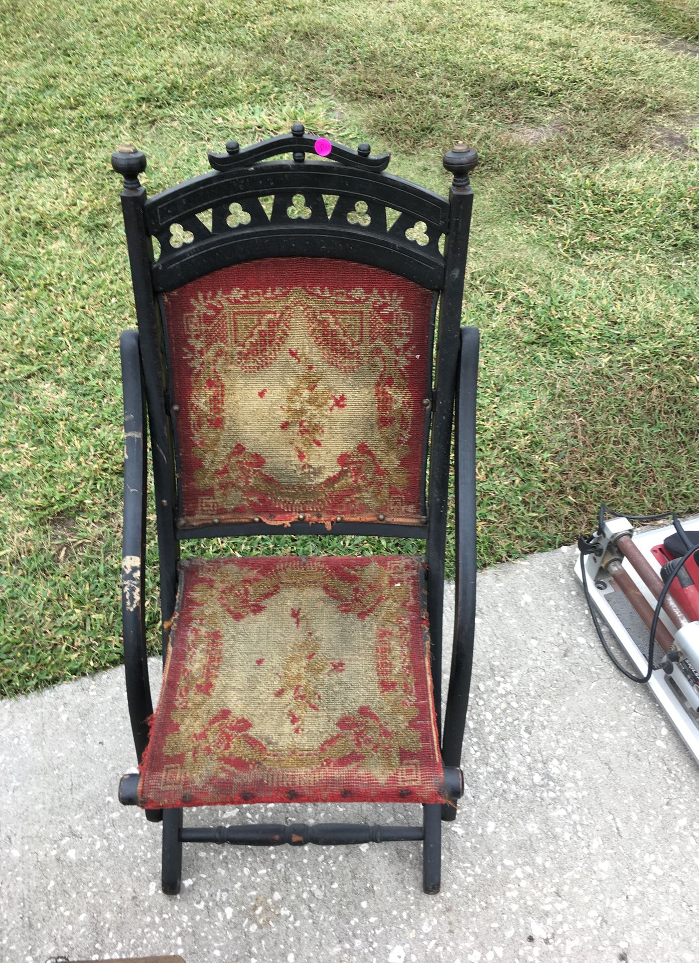 Old carpet chair