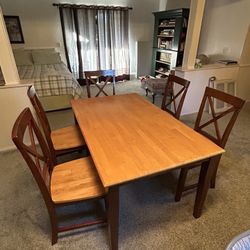 Solid Wood Table & 5 Chairs
