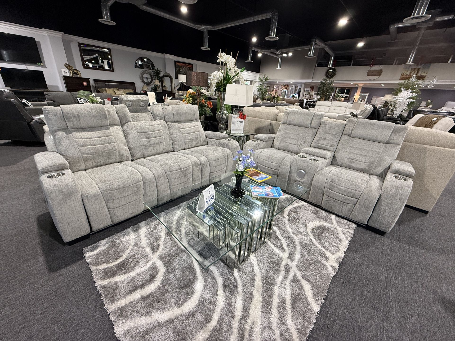 2 Pc Recliner Sofa And Loveseat With LED Light