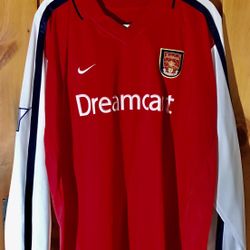 Authentic RARE Nike Dreamcast Denis Bergkamp Arsenal FC Soccer Team Long Sleeve Jersey
