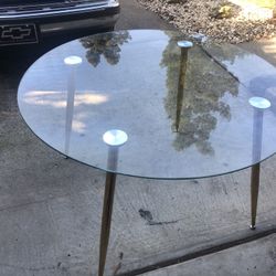 Nice Glass Round Dining Table And Crystal Coffee Table