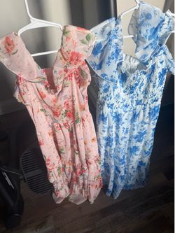 Rare Editions Pink and Blue Floral Sundresses size M