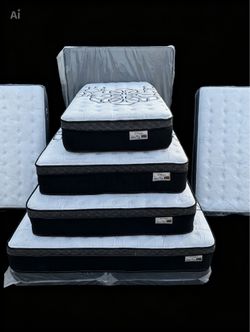 Queen size mattress pillow top 12”.     New mattress in a plastic sealed     We offer same day delivery