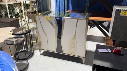 Modern Cabinet with Gold and Marble Inlay