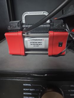Pittsburgh 12V Battery Direct Tire Inflator with LED Light