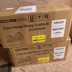 NEW IN BOX Core Adjustable Dumbell set 5 to 50 lbs