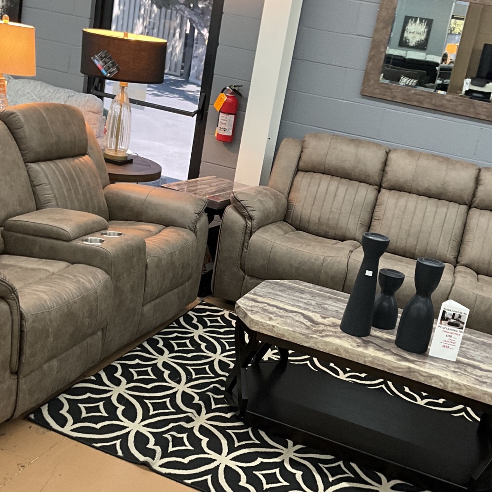 Sofa And Loveseat With Recliners. Available In Sectional. Available In Grey Color PROMOTIONAL PRICE!!!