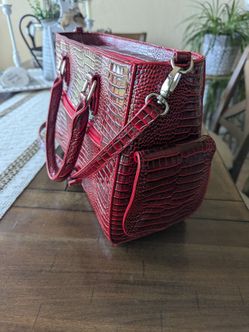 Primeware Insulated Drink Purse Red Croc Embossed Wine Tote Bag NWT
