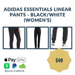 adidas Essentials Linear Pants - Black/White (Women's XL)
