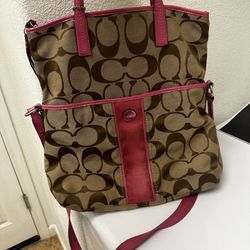 Coach Purse Passion Berry & Logo Khaki Color 