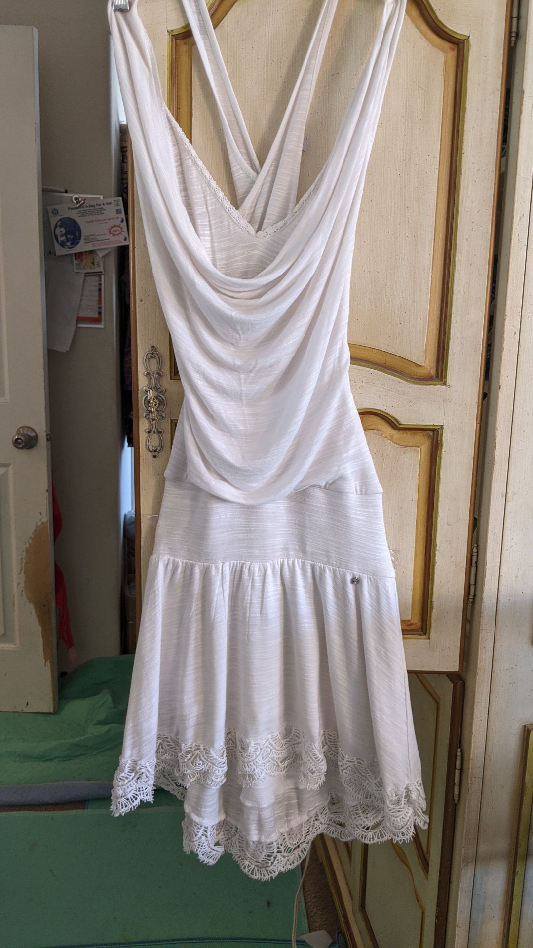 Laced bottom summer dress w/ cross-tied back