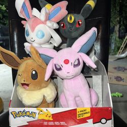 Pokemon Eeveelution Plush Collection 4-Pack - 10” RARE - Umbreon/Sylveon