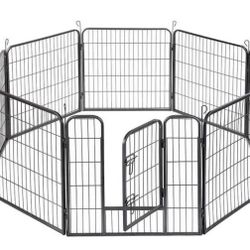 Dog Fence & Pet Playpen, Heavy Duty Foldable Metal Dog Pen 32"/28" Height with Door for Outdoor Exercise, Indoor Kennels