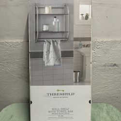 Threshold Wall Shelf with Towel Bar Brushed Nickel - 2 Tier - New in Box