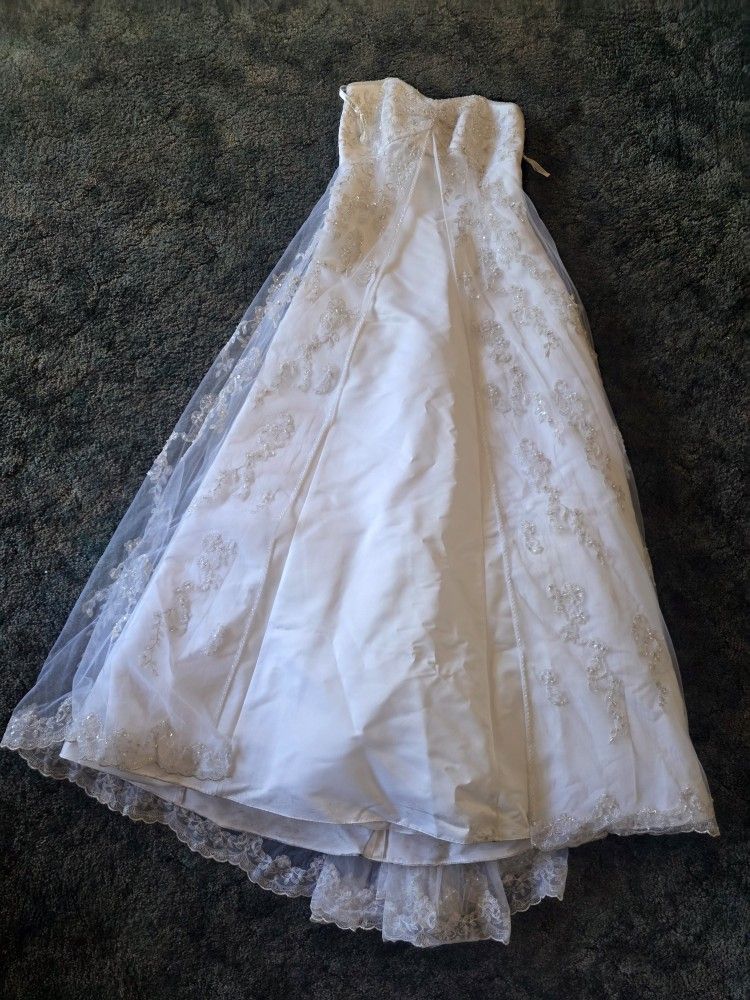 Wedding Dress, Petticoat  And Veil