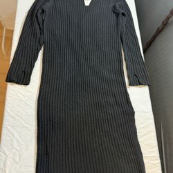 All in Favor Womens Deep Claret black  Long Sleeve MIDI Sweater Dress XS