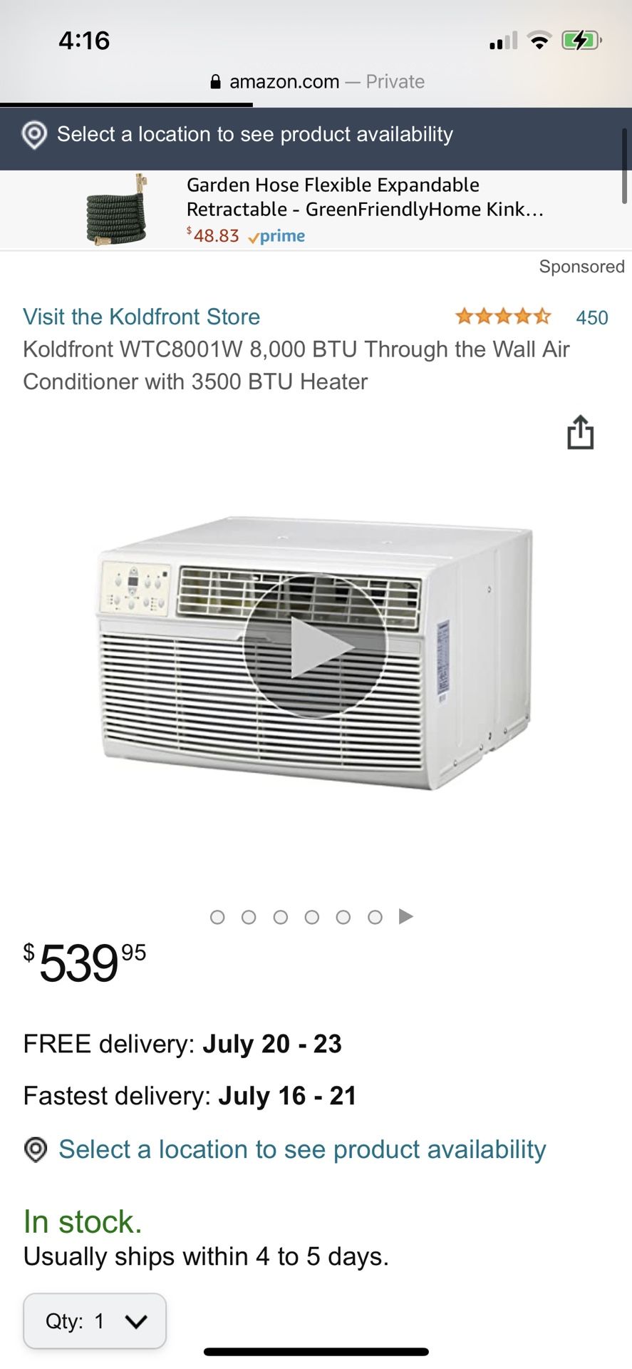 Koldfront Ac And Heater-through The Wall-wtc8001