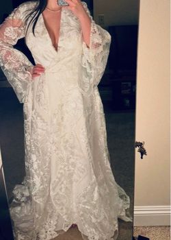 White Lace Wedding Dress with Train