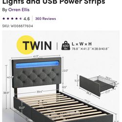 Brand New Unopened Twin Storage Beds with LED Lights and USB Charging Ports