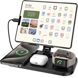 4 in 1 Charging Station,for ipad Charging Station,Wireless Charger for Apple,Charging Station Multiple Devices for Apple -iPhone 16 15 14 13- Watch 8 