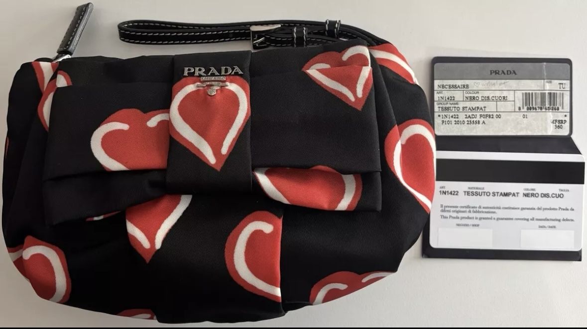 PRADA Heart Print Wristlet 1N1422