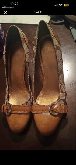 Vintage/ Y2K coach signature, monogram jacquard leather, buckle pumps