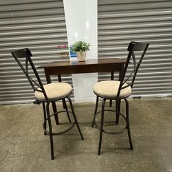 Barstools Chair and Table Vintage Style Mid-Century Modern Minimalist Brown