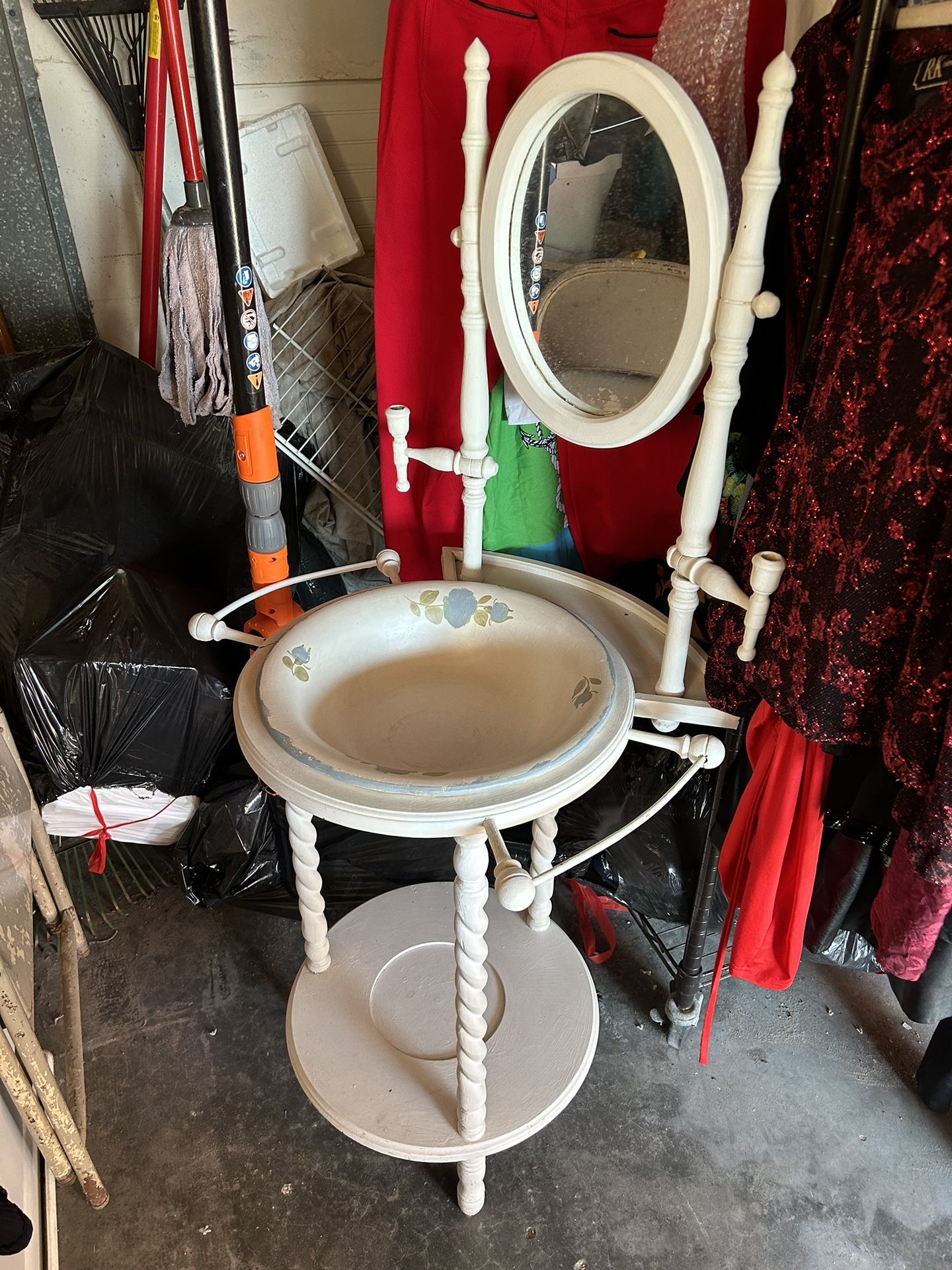 Antique Sink W/ Bowl N Mirror 