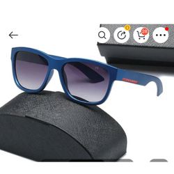 Prada Linea  Rossa blue rectangular sunglasses 