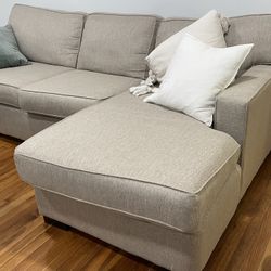 Beige Couch With Chaise Lounge