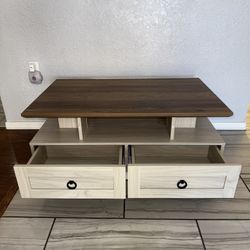 BRAND NEW! 4 Drawer Brown Top & Light Gray Coffee Table
