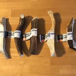 5 Dentley's Nature's Chews XXL Split Moose Antler Dog Chews, NWT!