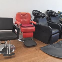 Salon Chairs, Shampoo Bowl, Glass Display - NEED GONE!!