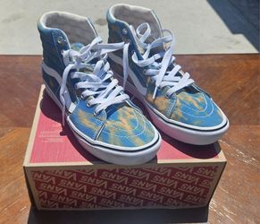 Vans Sk8-Hi ComfyCush sneakers in the "In Bloom" blue and yellow tie-dye colorway