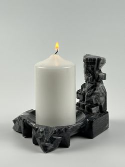 Vintage Hand Carved Black Marble Aztec / Mayan Ashtray, Trinket, Ring Dish 