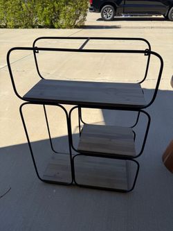Black and wood shelf