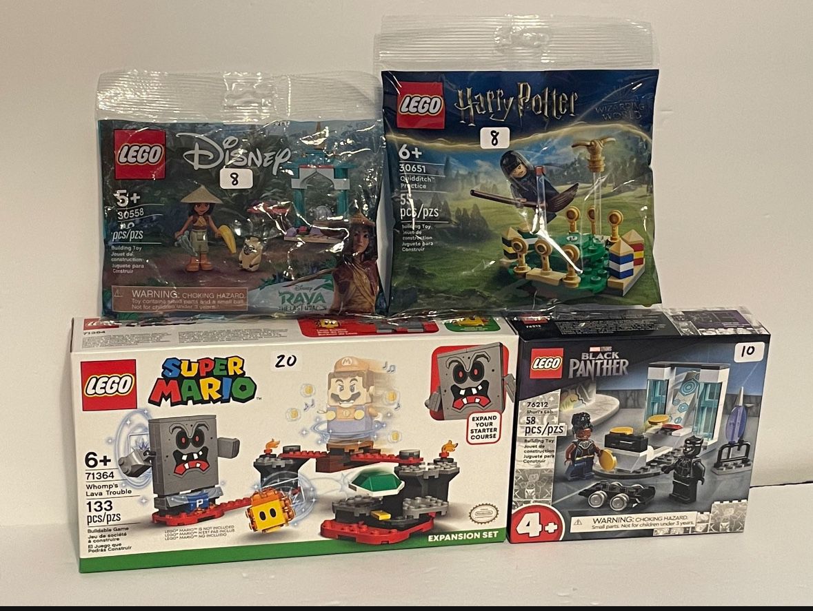 LEGO 76212 Marvel Black Panther, 30558 Disney Raya & The Last Dragon, Harry Potter 30651, Super Mario 71364