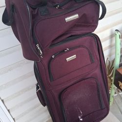 2 Pc Luggage Set Wine Color 