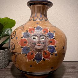 Large Vintage Mexican Pottery Vase Barro Brunido by Artesian Artist Arnulfo Vazquez