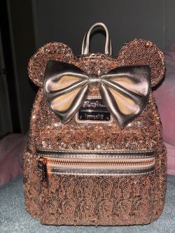Loungefly Disney Parks Minnie Mouse rose gold Sequin Mini Backpack