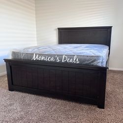Queen Solid Wood Bed With Mattress $540