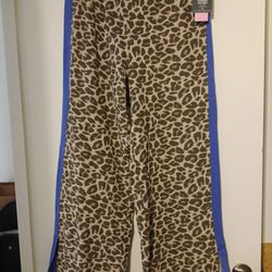 NWT Leopard Print W/Blue Stripe Pants Large