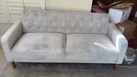 Light Gray Tufted Fabric Sofa