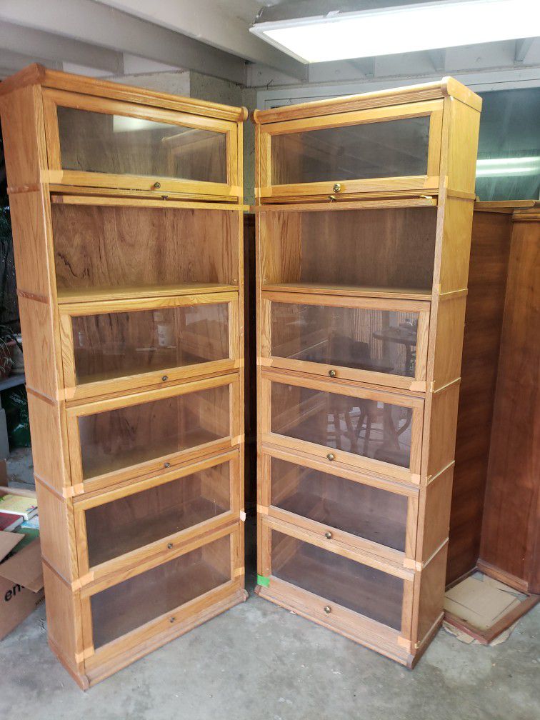 Pair Of Oak Barrister's Cabinets